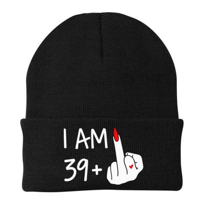 I Am 39 Plus 1 Middle Finger 40th Birthday Wo Mothers Day Beanie