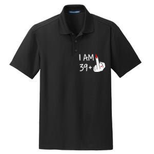 I Am 39 Plus 1 Middle Finger 40th Birthday Wo Mothers Day Dry Zone Grid Polo