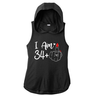 I Am 34 Plus 1 Middle Finger For A 35th Birthday For Women Ladies PosiCharge Tri-Blend Wicking Draft Hoodie Tank