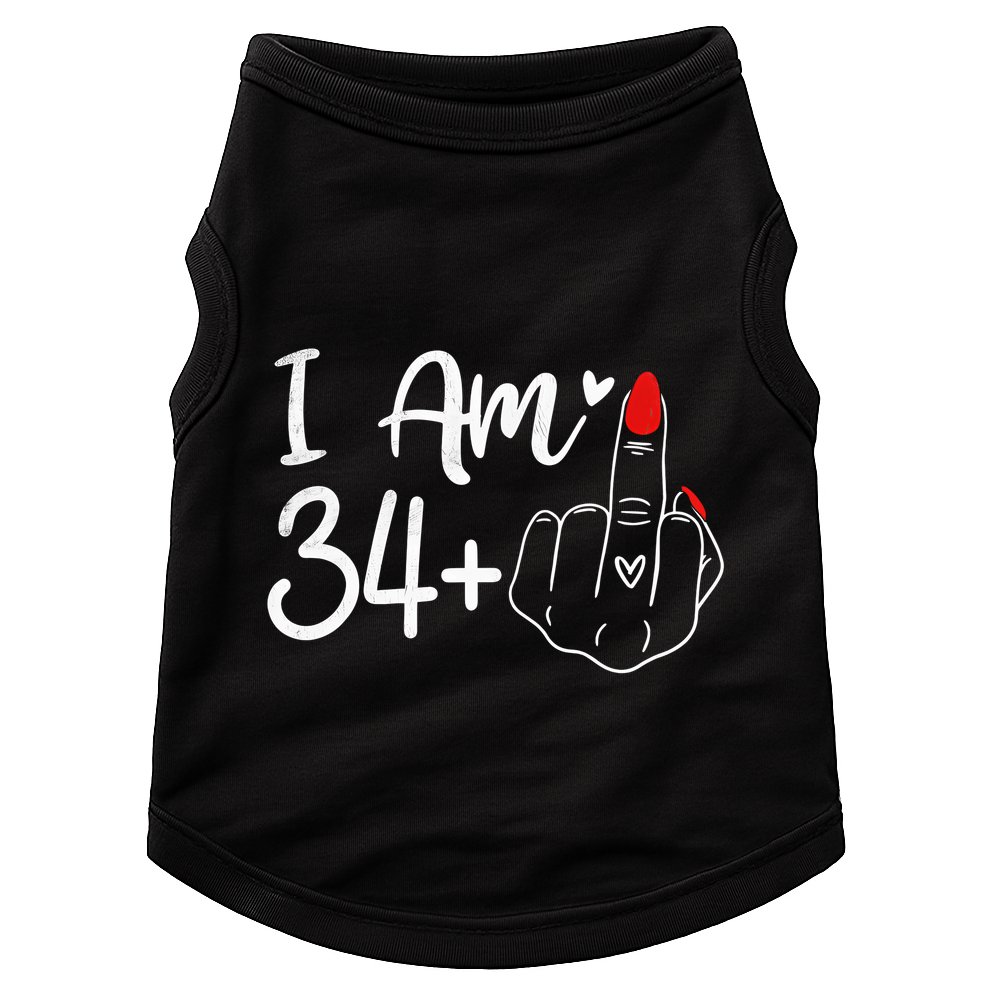 I Am 34 Plus 1 Middle Finger For A 35th Birthday For Women Doggie Tank