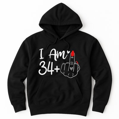 I Am 34 Plus 1 Middle Finger For A 35th Birthday For Women Hoodie