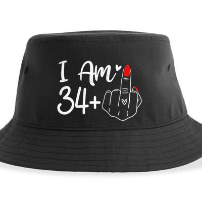 I Am 34 Plus 1 Middle Finger For A 35th Birthday For Women Sustainable Bucket Hat