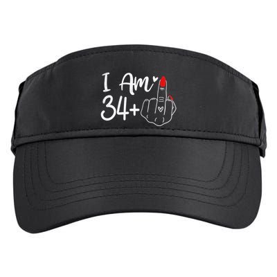I Am 34 Plus 1 Middle Finger For A 35th Birthday For Women Adult Drive Performance Visor