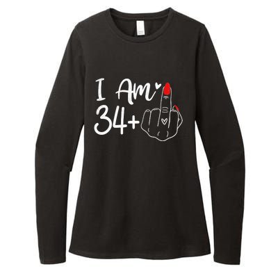 I Am 34 Plus 1 Middle Finger For A 35th Birthday For Women Womens CVC Long Sleeve Shirt