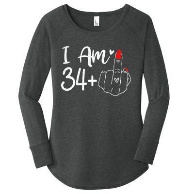 I Am 34 Plus 1 Middle Finger For A 35th Birthday For Women Women's Perfect Tri Tunic Long Sleeve Shirt