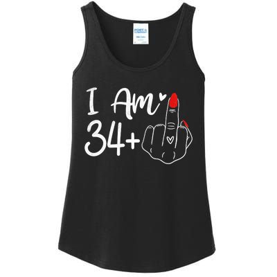 I Am 34 Plus 1 Middle Finger For A 35th Birthday For Women Ladies Essential Tank