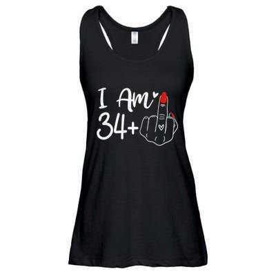 I Am 34 Plus 1 Middle Finger For A 35th Birthday For Women Ladies Essential Flowy Tank
