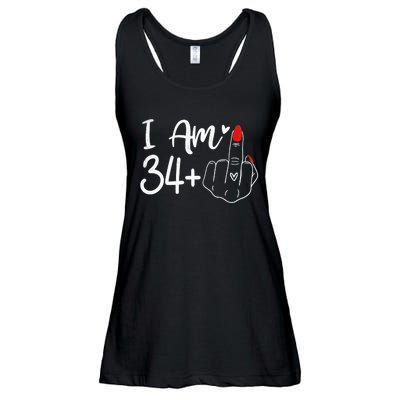 I Am 34 Plus 1 Middle Finger For A 35th Birthday For Women Ladies Essential Flowy Tank