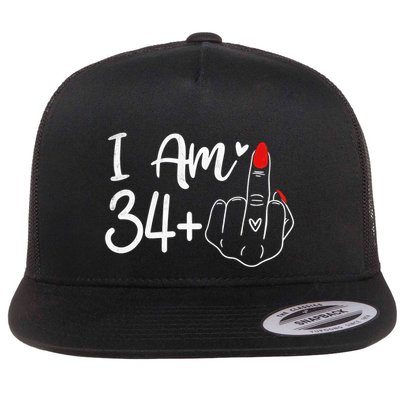 I Am 34 Plus 1 Middle Finger For A 35th Birthday For Women Flatbill Hat