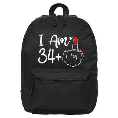 I Am 34 Plus 1 Middle Finger For A 35th Birthday For Women 16 in Basic Backpack