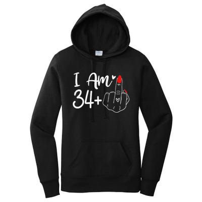 I Am 34 Plus 1 Middle Finger For A 35th Birthday For Women Women's Pullover Hoodie