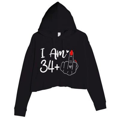 I Am 34 Plus 1 Middle Finger For A 35th Birthday For Women Crop Fleece Hoodie