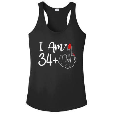 I Am 34 Plus 1 Middle Finger For A 35th Birthday For Women Ladies PosiCharge Competitor Racerback Tank