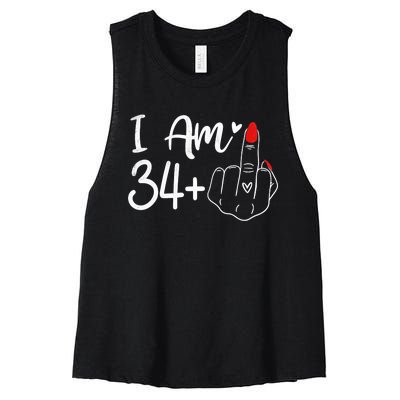 I Am 34 Plus 1 Middle Finger For A 35th Birthday For Women Women's Racerback Cropped Tank