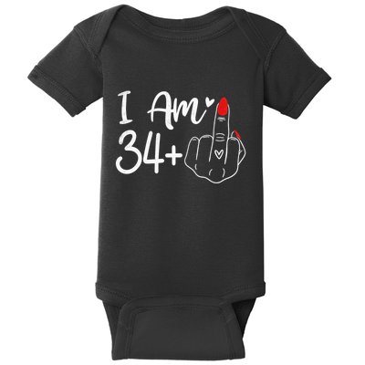 I Am 34 Plus 1 Middle Finger For A 35th Birthday For Women Baby Bodysuit