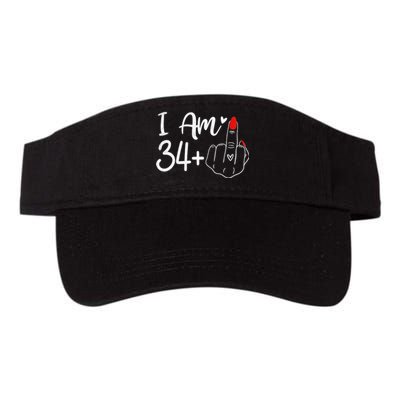 I Am 34 Plus 1 Middle Finger For A 35th Birthday For Women Valucap Bio-Washed Visor