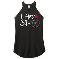 I Am 34 Plus 1 Middle Finger For A 35th Birthday For Women Women's Perfect Tri Rocker Tank