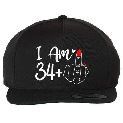 I Am 34 Plus 1 Middle Finger For A 35th Birthday For Women Wool Snapback Cap