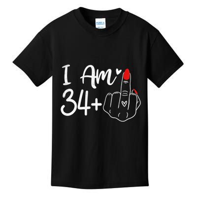 I Am 34 Plus 1 Middle Finger For A 35th Birthday For Women Kids T-Shirt