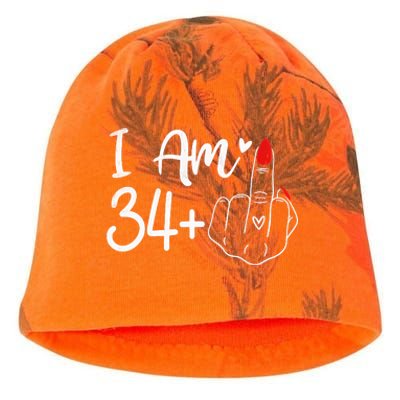 I Am 34 Plus 1 Middle Finger For A 35th Birthday For Women Kati - Camo Knit Beanie