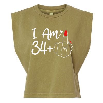 I Am 34 Plus 1 Middle Finger For A 35th Birthday For Women Garment-Dyed Women's Muscle Tee