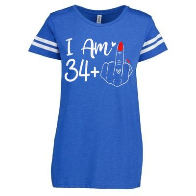 I Am 34 Plus 1 Middle Finger For A 35th Birthday For Women Enza Ladies Jersey Football T-Shirt