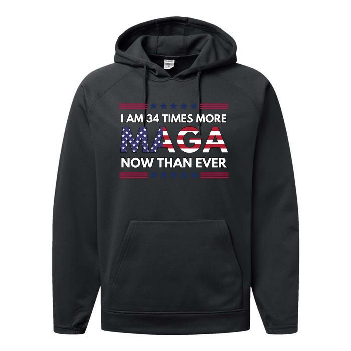 I Am 34 Times More Maga Now Than Ever Performance Fleece Hoodie