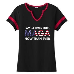 I Am 34 Times More Maga Now Than Ever Ladies Halftime Notch Neck Tee