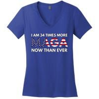 I Am 34 Times More Maga Now Than Ever Women's V-Neck T-Shirt