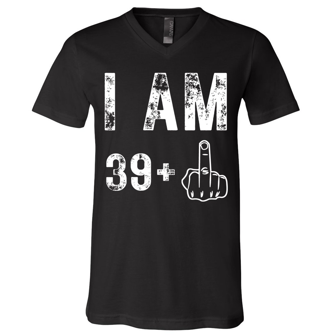 I Am 39 Plus Middle Finger 40th Birthday Gift V-Neck T-Shirt
