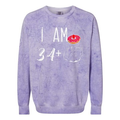 I Am 34 Plus 1 Middle Finger Donut For A 35th Birthday Colorblast Crewneck Sweatshirt