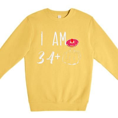 I Am 34 Plus 1 Middle Finger Donut For A 35th Birthday Premium Crewneck Sweatshirt