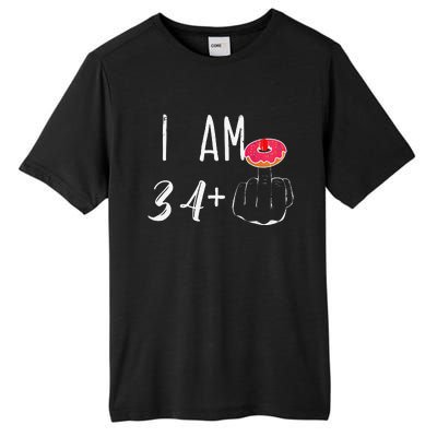 I Am 34 Plus 1 Middle Finger Donut For A 35th Birthday Tall Fusion ChromaSoft Performance T-Shirt