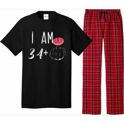 I Am 34 Plus 1 Middle Finger Donut For A 35th Birthday Pajama Set