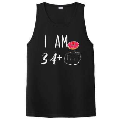 I Am 34 Plus 1 Middle Finger Donut For A 35th Birthday PosiCharge Competitor Tank