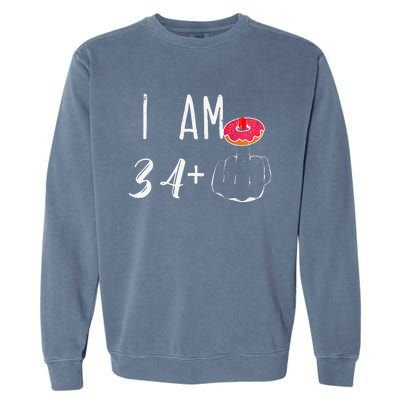 I Am 34 Plus 1 Middle Finger Donut For A 35th Birthday Garment-Dyed Sweatshirt