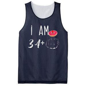 I Am 34 Plus 1 Middle Finger Donut For A 35th Birthday Mesh Reversible Basketball Jersey Tank