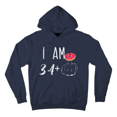 I Am 34 Plus 1 Middle Finger Donut For A 35th Birthday Tall Hoodie