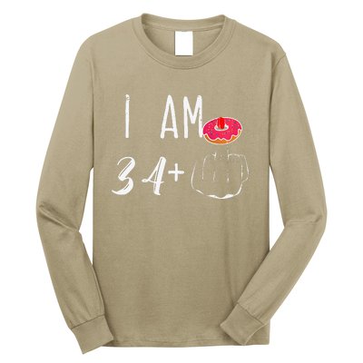 I Am 34 Plus 1 Middle Finger Donut For A 35th Birthday Long Sleeve Shirt