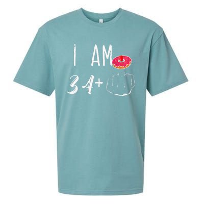 I Am 34 Plus 1 Middle Finger Donut For A 35th Birthday Sueded Cloud Jersey T-Shirt