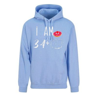 I Am 34 Plus 1 Middle Finger Donut For A 35th Birthday Unisex Surf Hoodie