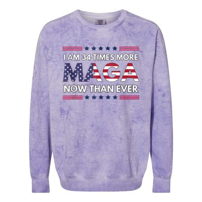 I Am 34 Times More Maga Now Than Ever | Trump Supporters Colorblast Crewneck Sweatshirt