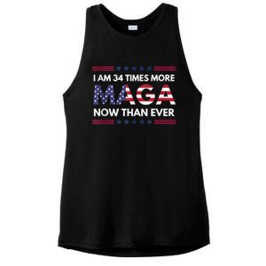 I Am 34 Times More Maga Now Than Ever | Trump Supporters Ladies PosiCharge Tri-Blend Wicking Tank