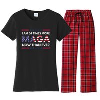 I Am 34 Times More Maga Now Than Ever | Trump Supporters Women's Flannel Pajama Set