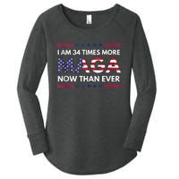 I Am 34 Times More Maga Now Than Ever | Trump Supporters Women's Perfect Tri Tunic Long Sleeve Shirt