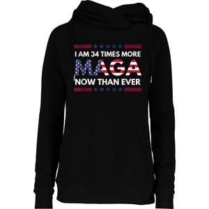 I Am 34 Times More Maga Now Than Ever | Trump Supporters Womens Funnel Neck Pullover Hood