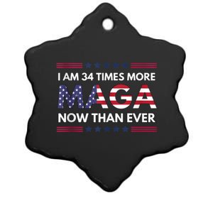 I Am 34 Times More Maga Now Than Ever | Trump Supporters Ceramic Star Ornament