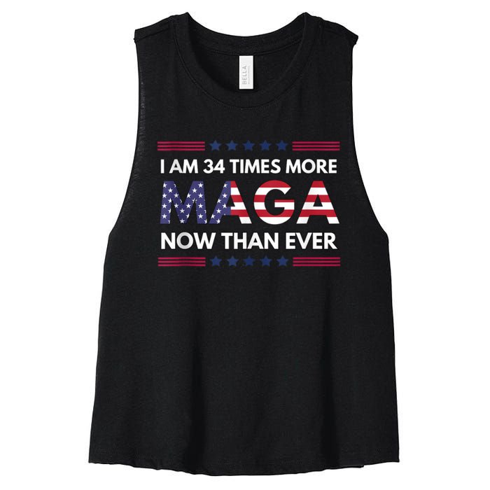 I Am 34 Times More Maga Now Than Ever | Trump Supporters Women's Racerback Cropped Tank