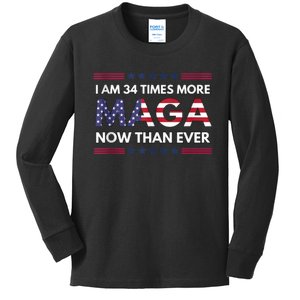 I Am 34 Times More Maga Now Than Ever | Trump Supporters Kids Long Sleeve Shirt