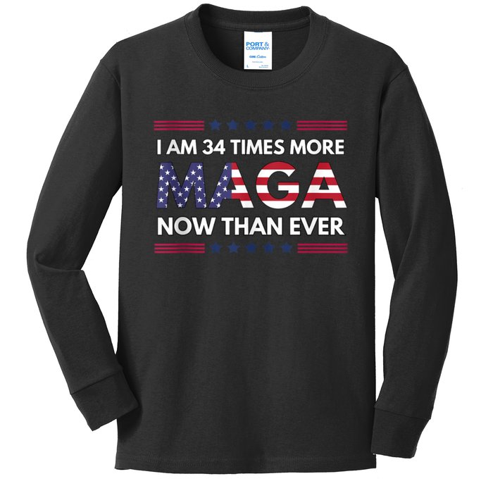 I Am 34 Times More Maga Now Than Ever | Trump Supporters Kids Long Sleeve Shirt